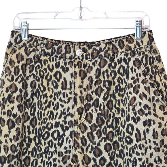 House of Harlow Leopard Animal Print Pant Wide Leg High Rise Brown Black Size M - Picture 3 of 13